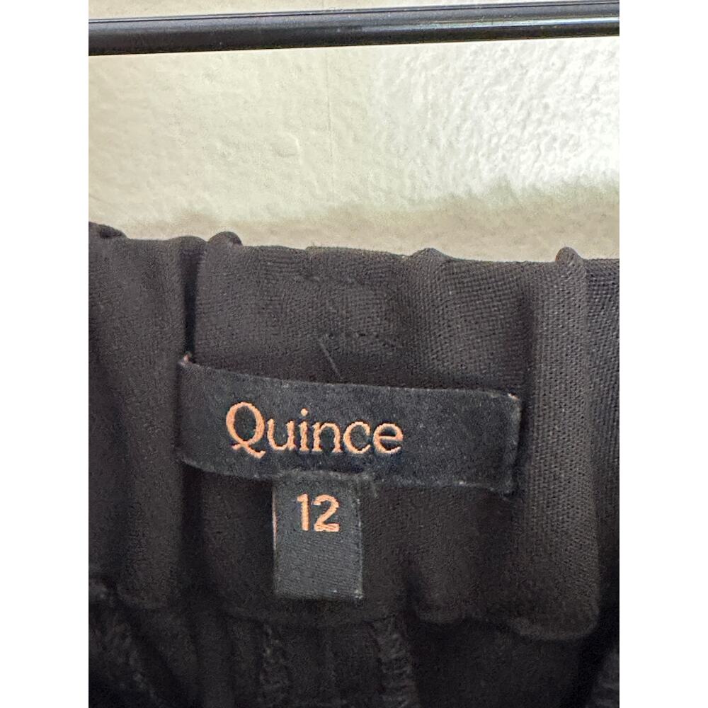 QUINCE Stretch Crepe Pant Pleated Wide Leg Black Sz 12 {II44} - Picture 4 of 6